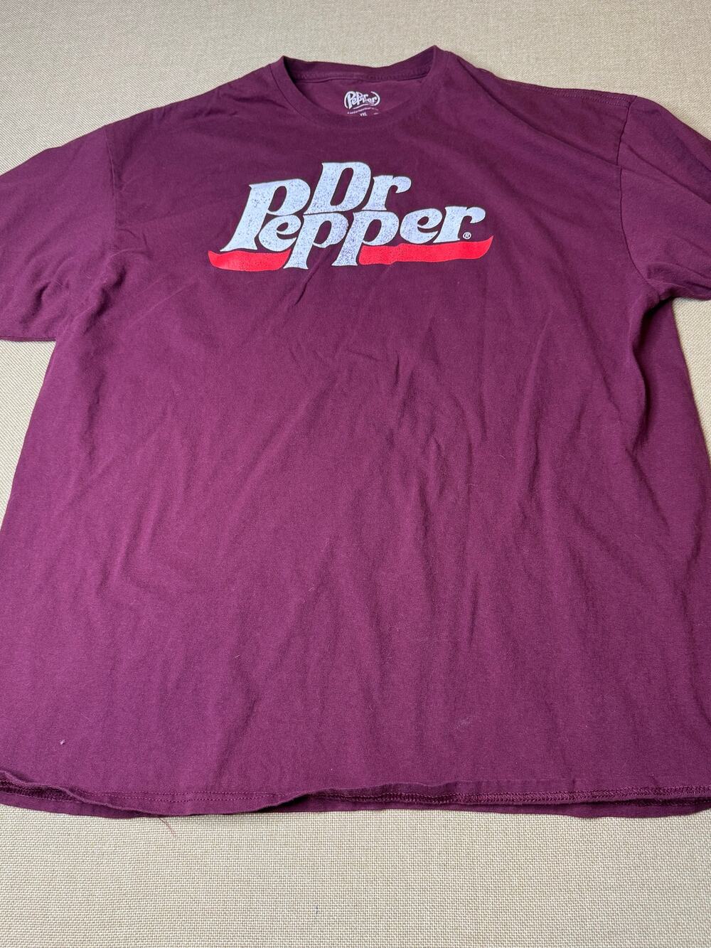 Vintage Style Dr Pepper Soda Logo Graphic T-Shirt Maroon XXL